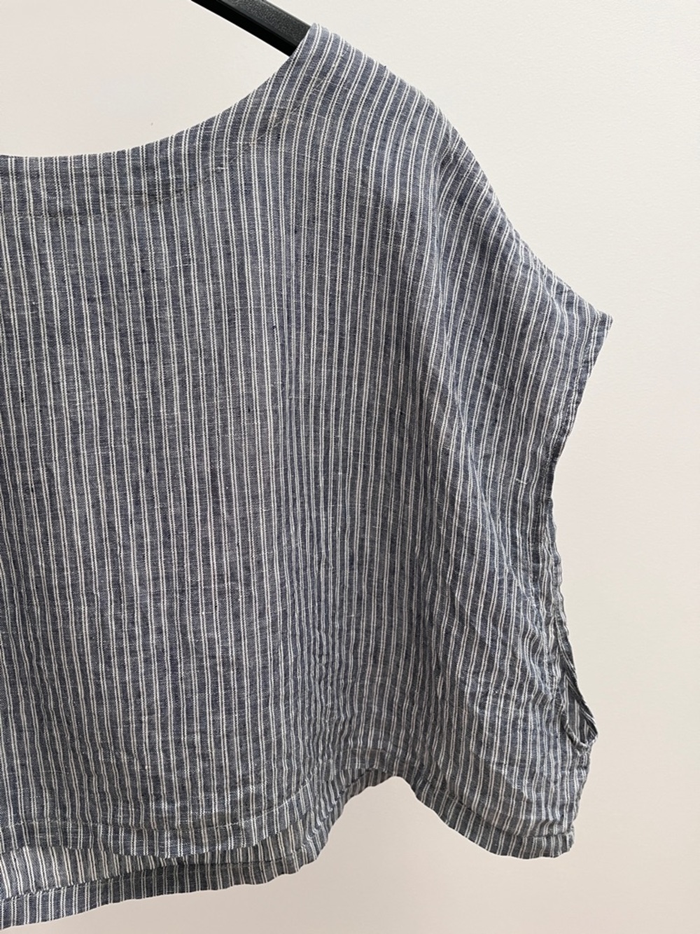 L’atelier du Presbytère pure linen Louise top one size blue white stripe Canada